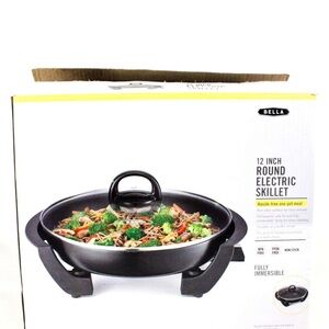 Bella Black Electric Skillet with Silver Accents